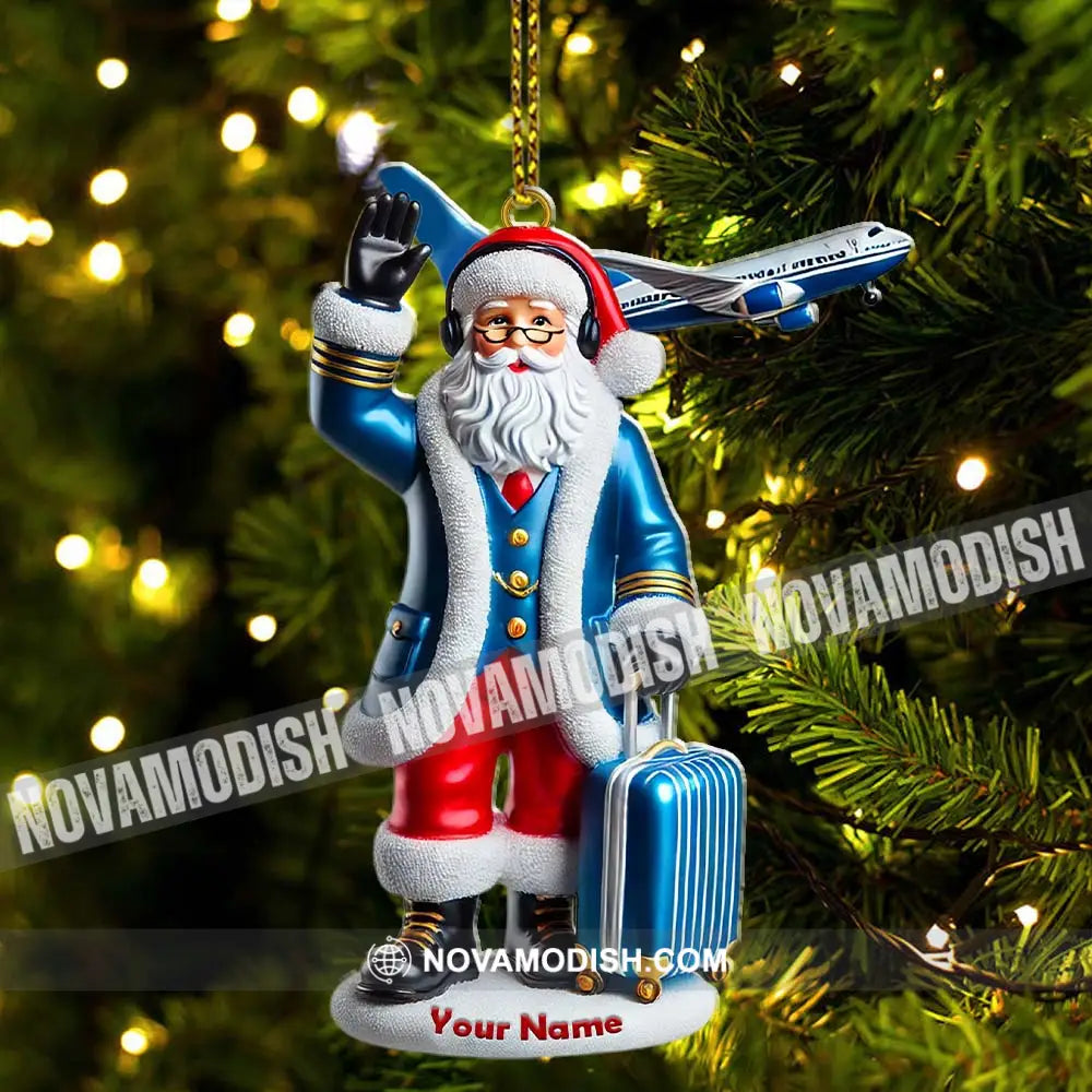 Custom Name Pilot Santa Ornament Christmas Gift