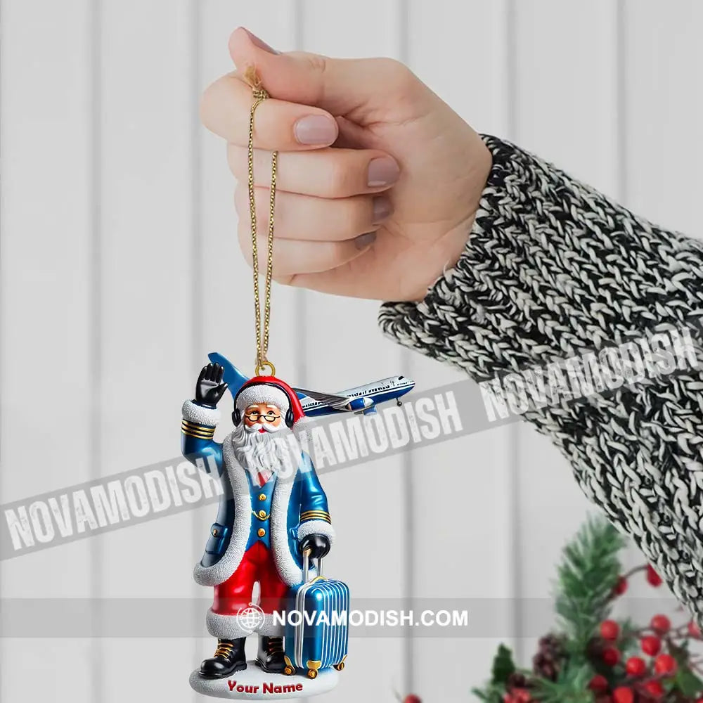 Custom Name Pilot Santa Ornament Christmas Gift