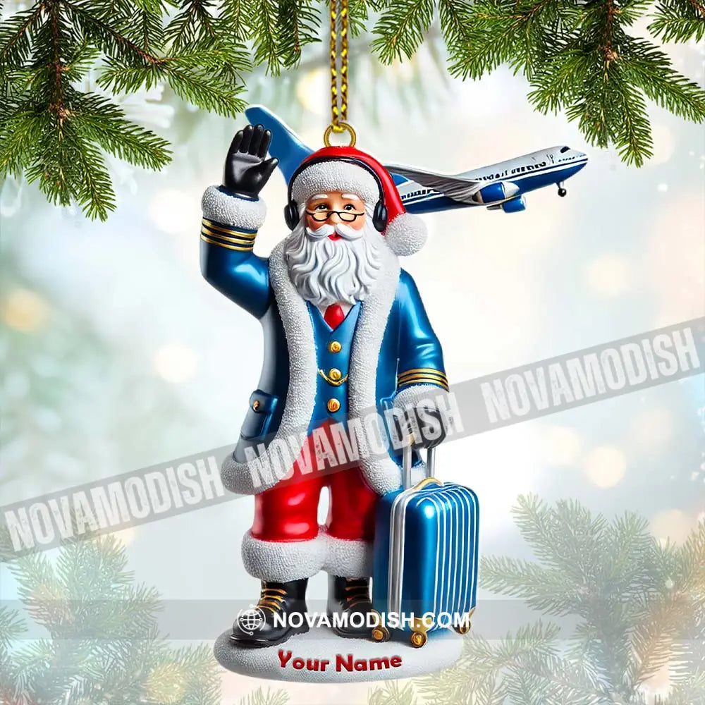 Custom Name Pilot Santa Ornament Christmas Gift 3.54’’ / 1