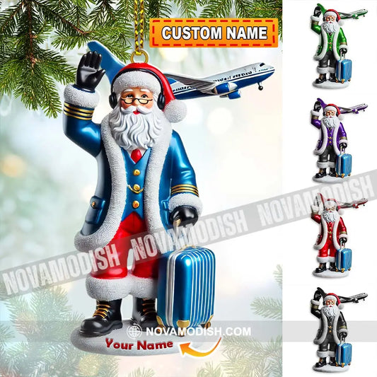 Custom Name Pilot Santa Ornament Christmas Gift