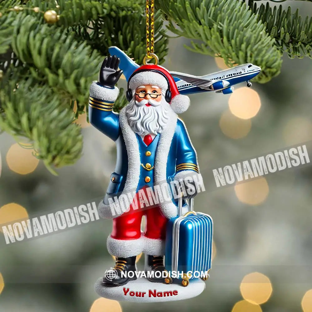 Custom Name Pilot Santa Ornament Christmas Gift