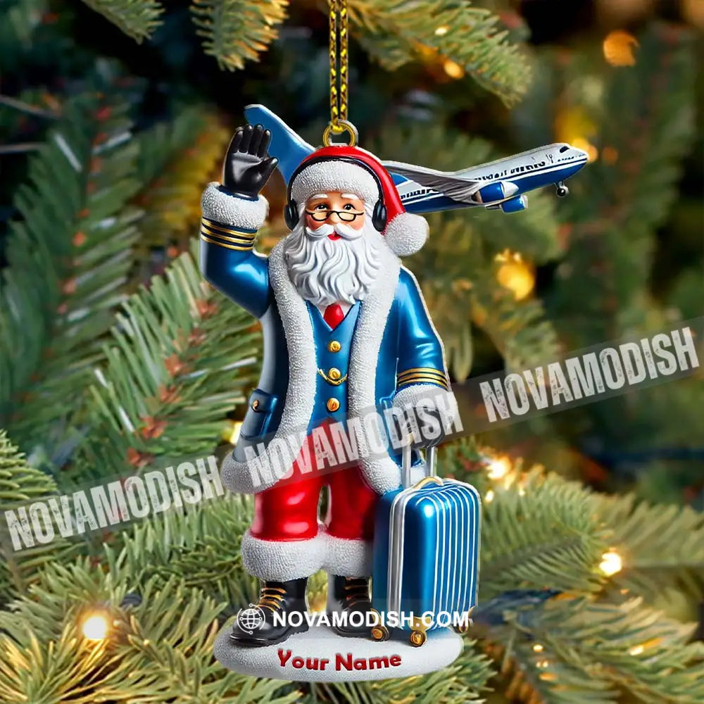 Custom Name Pilot Santa Ornament Christmas Gift