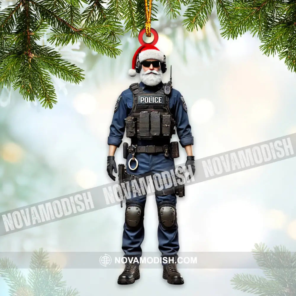 Custom Name Police Santa Ornament Christmas Gift 3.54’’ / 1