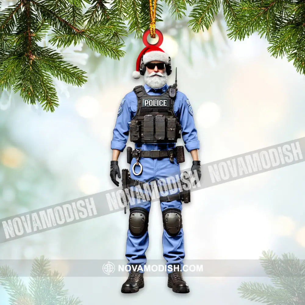 Custom Name Police Santa Ornament Christmas Gift