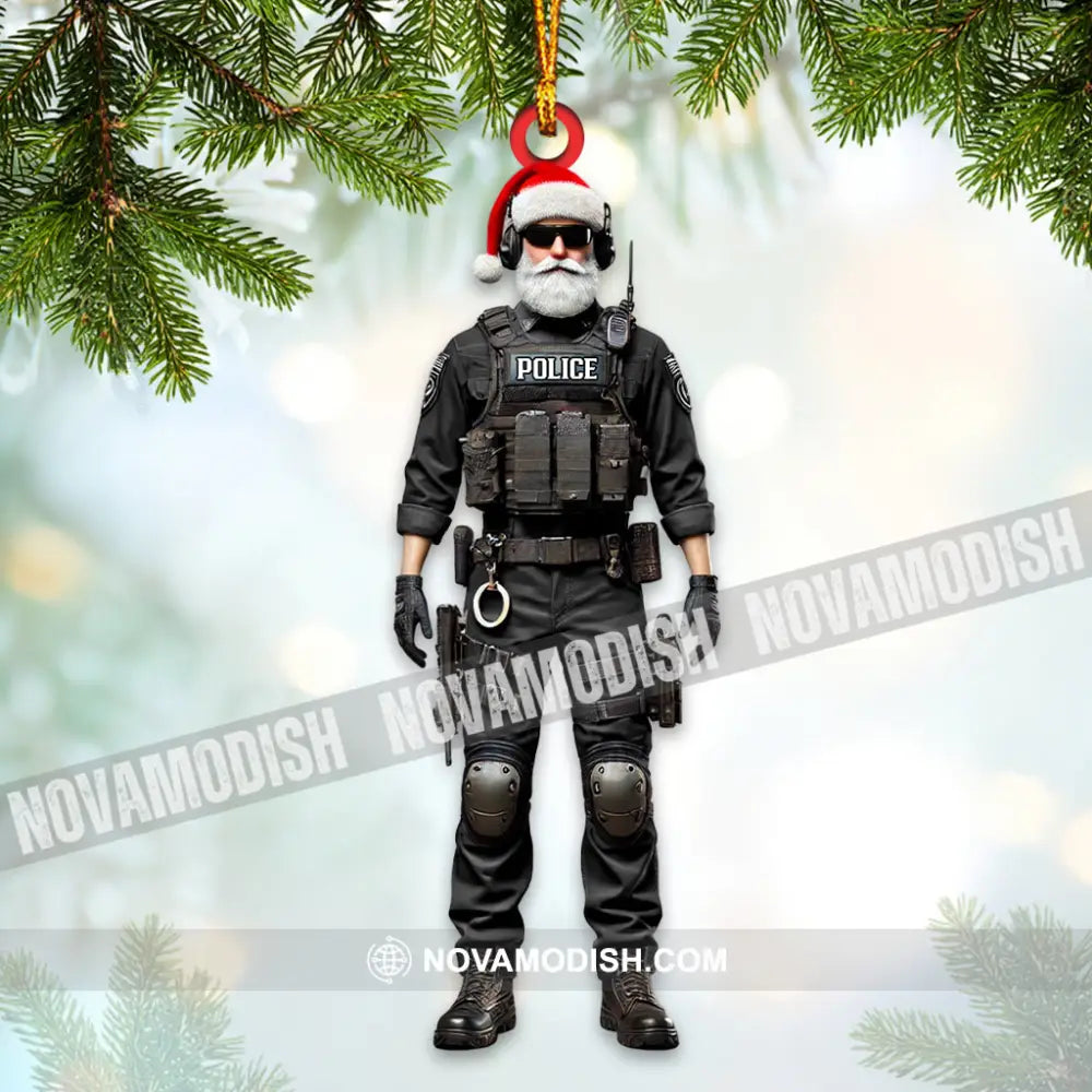 Custom Name Police Santa Ornament Christmas Gift