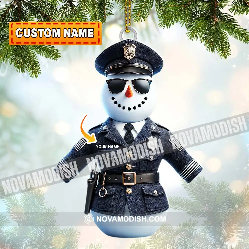 Custom Name Police Snowman Ornament Christmas Gift For