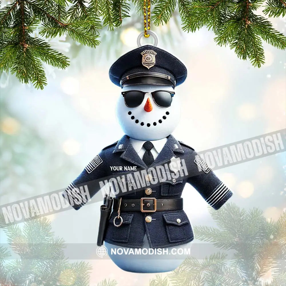 Custom Name Police Snowman Ornament Christmas Gift For 3.54’’ / 1