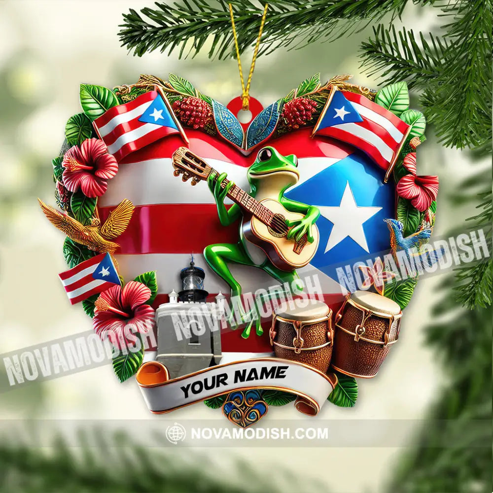 Custom Name Puerto Rico Ornament Christmas Gift For Lover 3.54’’ / 1