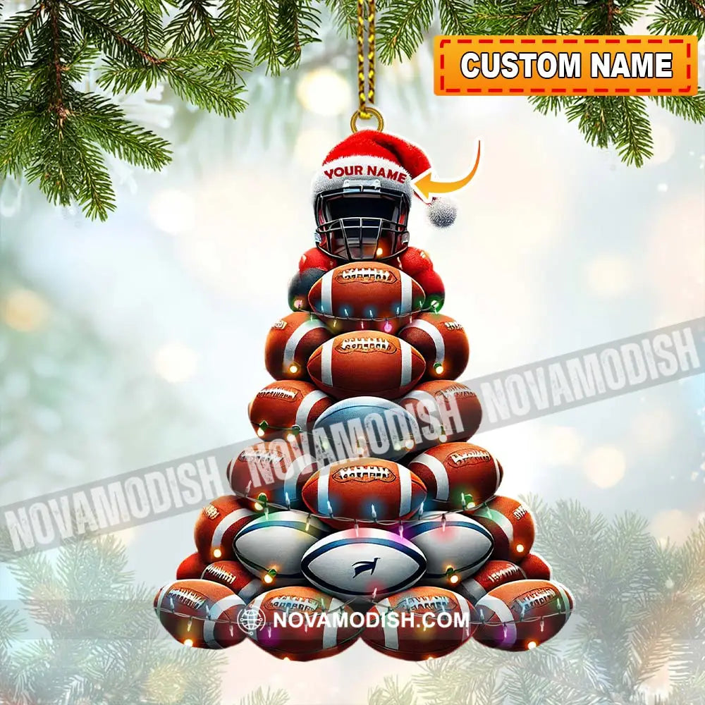 Custom Name Rugby Football Ornament Lover Christmas Gift