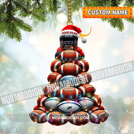 Custom Name Rugby Football Ornament Lover Christmas Gift