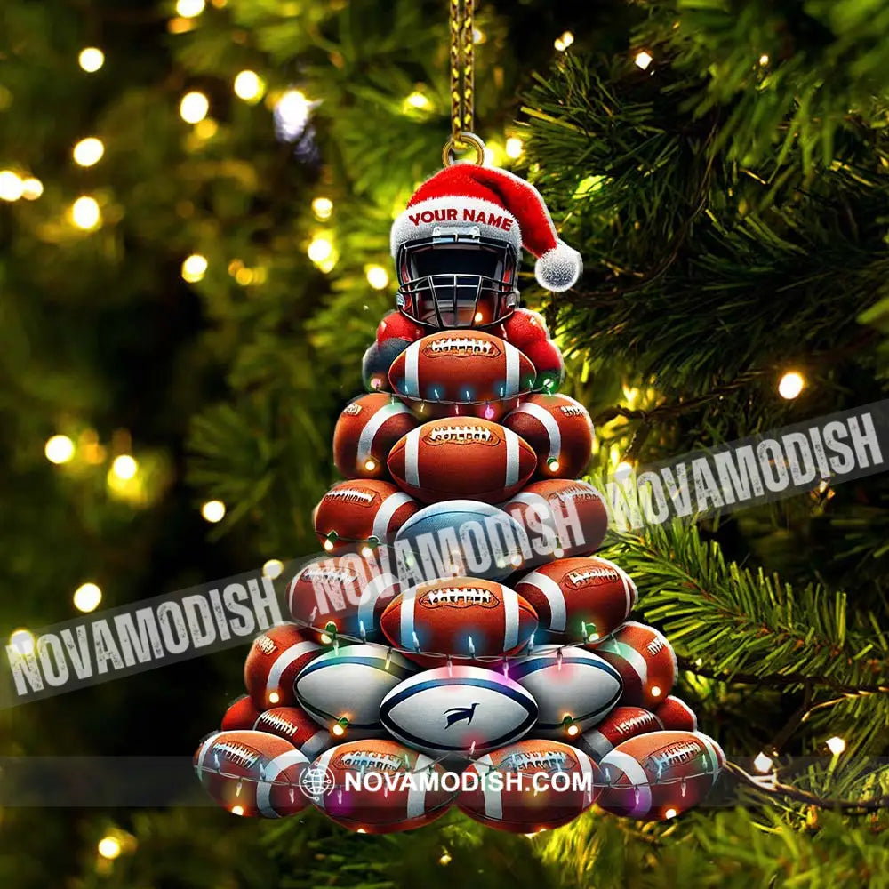 Custom Name Rugby Football Ornament Lover Christmas Gift