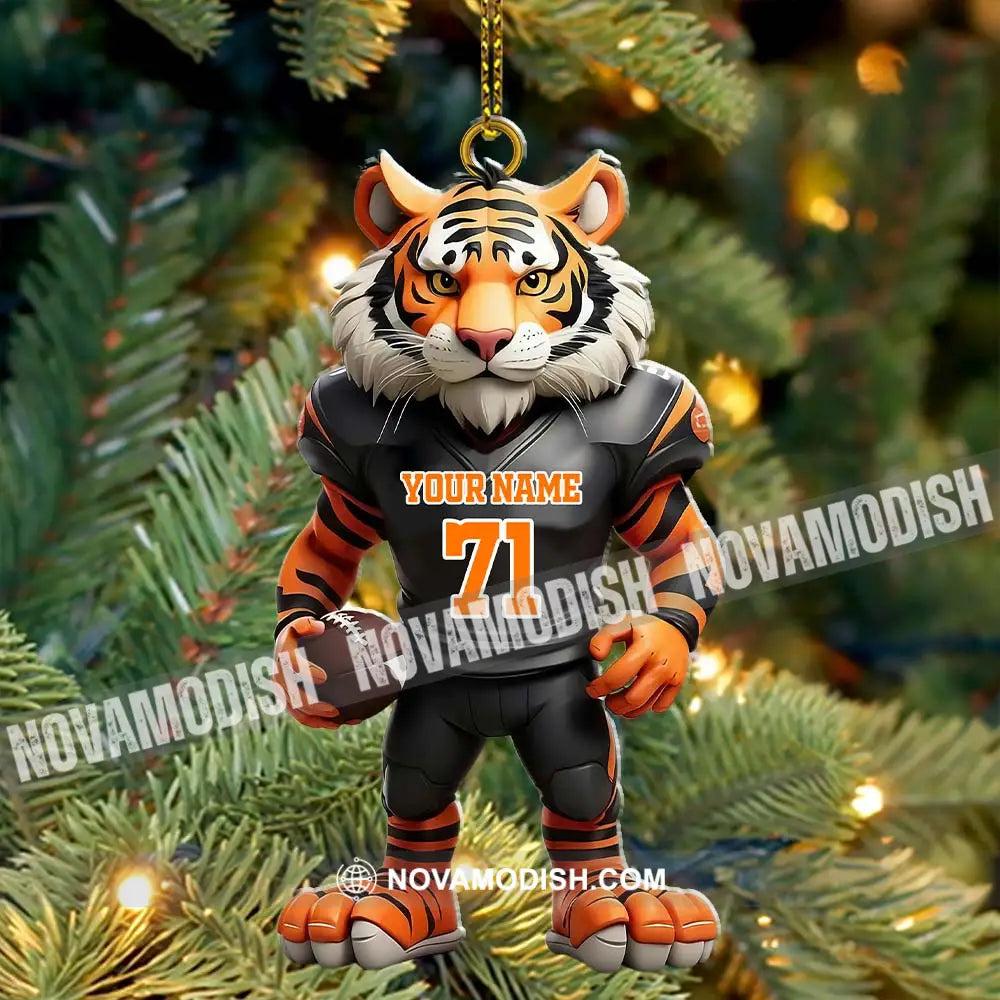 Custom Name Rugby Football Tiger Ornament Lover Christmas Gift