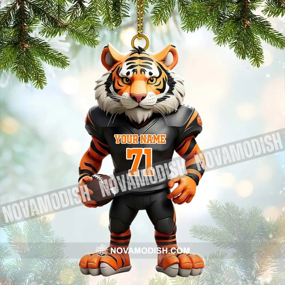 Custom Name Rugby Football Tiger Ornament Lover Christmas Gift 3.54’’ / 1