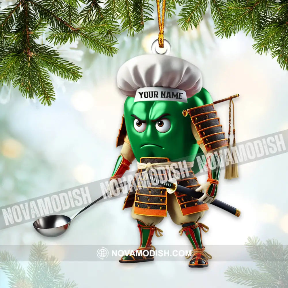 Custom Name Samurai Chef Ornament Christmas Gift 3.54’’ / 1