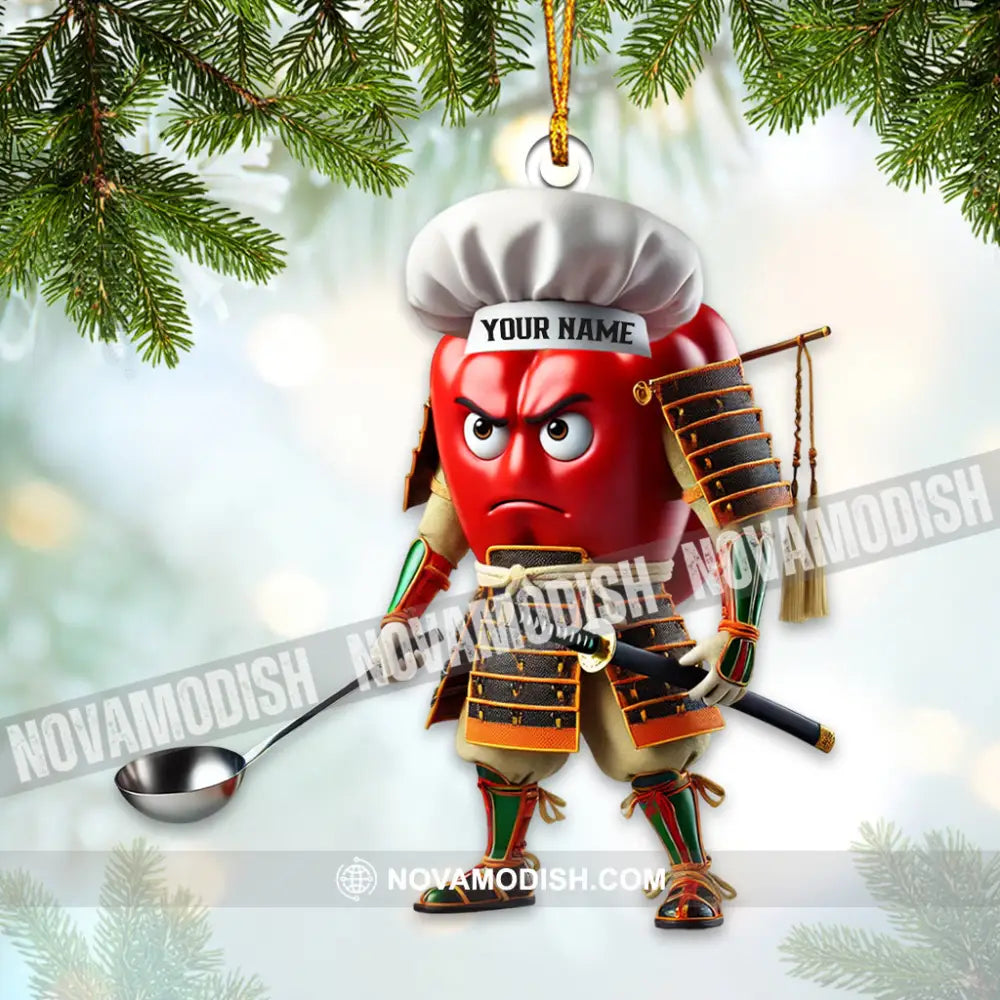 Custom Name Samurai Chef Ornament Christmas Gift