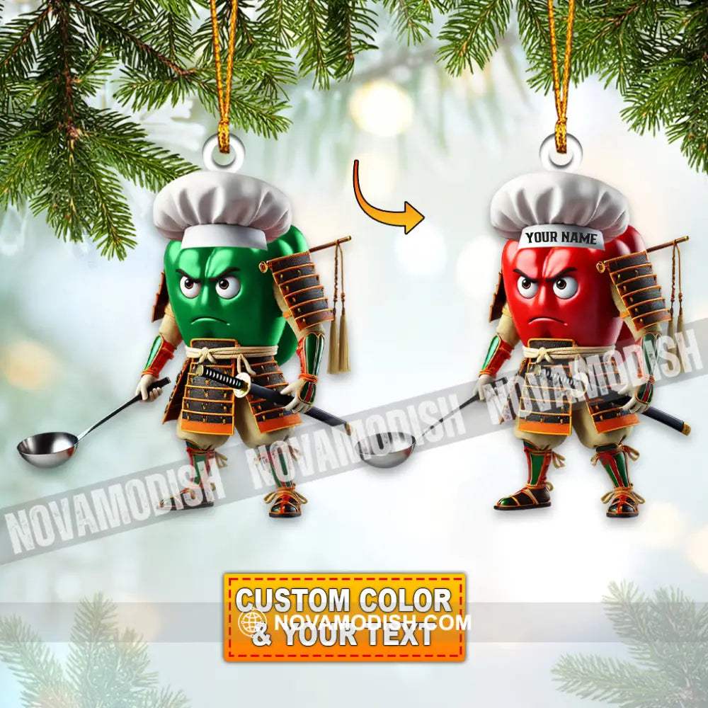 Custom Name Samurai Chef Ornament Christmas Gift