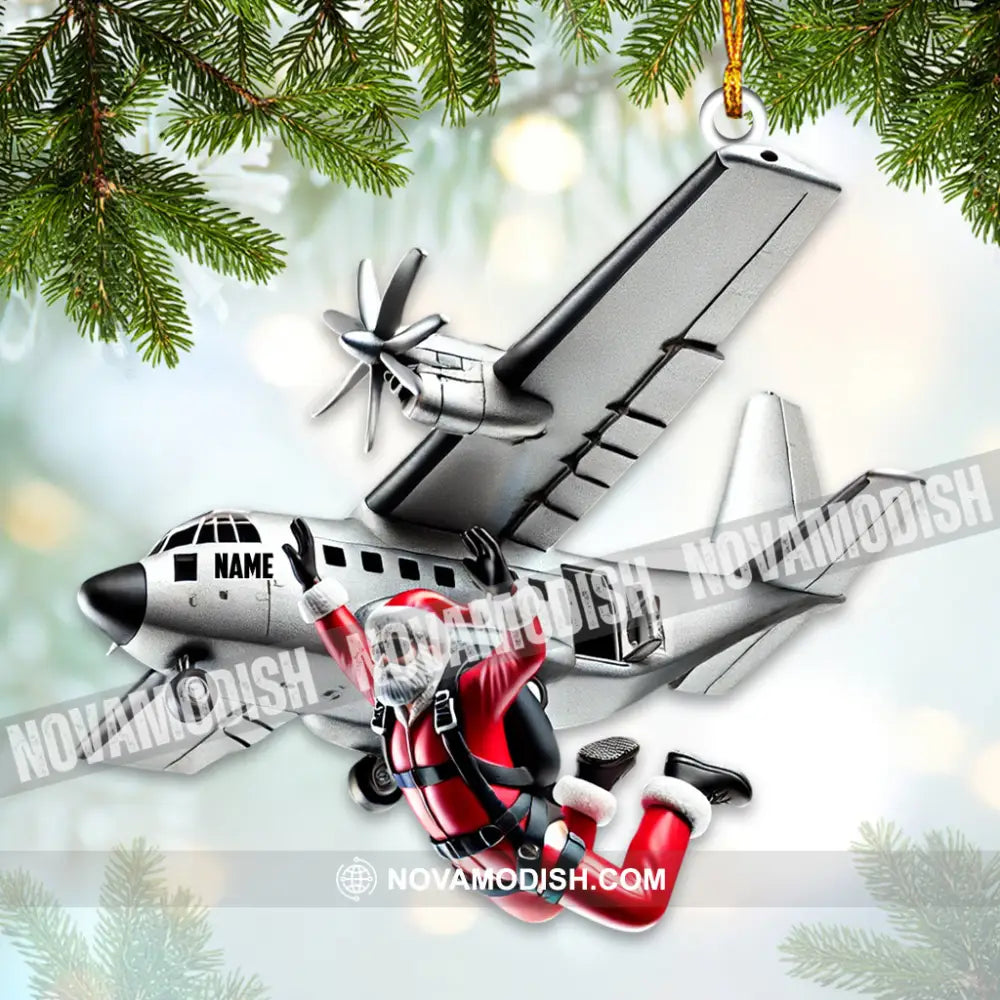 Custom Name Santa Airplane Ornament Christmas Gift For Lover