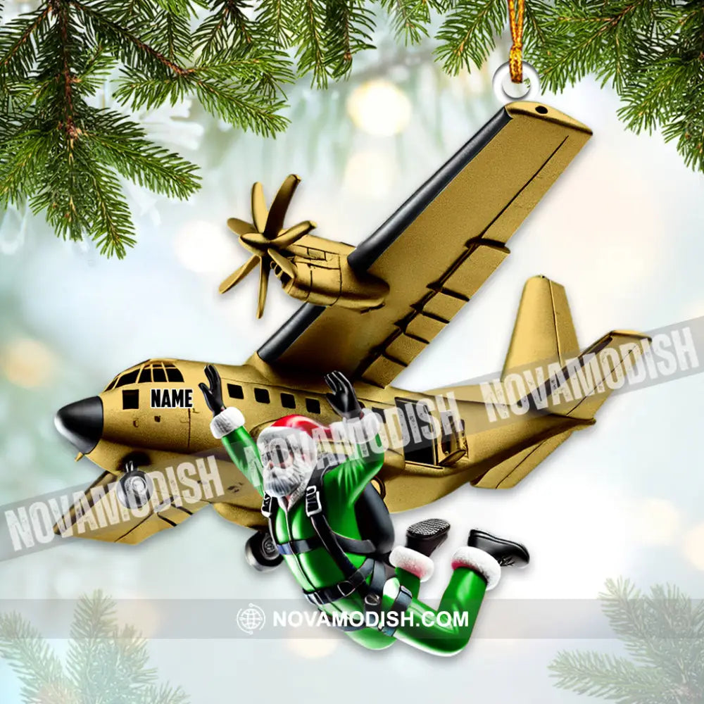 Custom Name Santa Airplane Ornament Christmas Gift For Lover 3.54’’ / 1