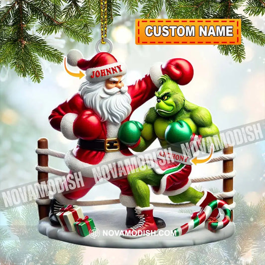 Custom Name Santa And Grinch Boxing Ornament Christmas Gift Decoration