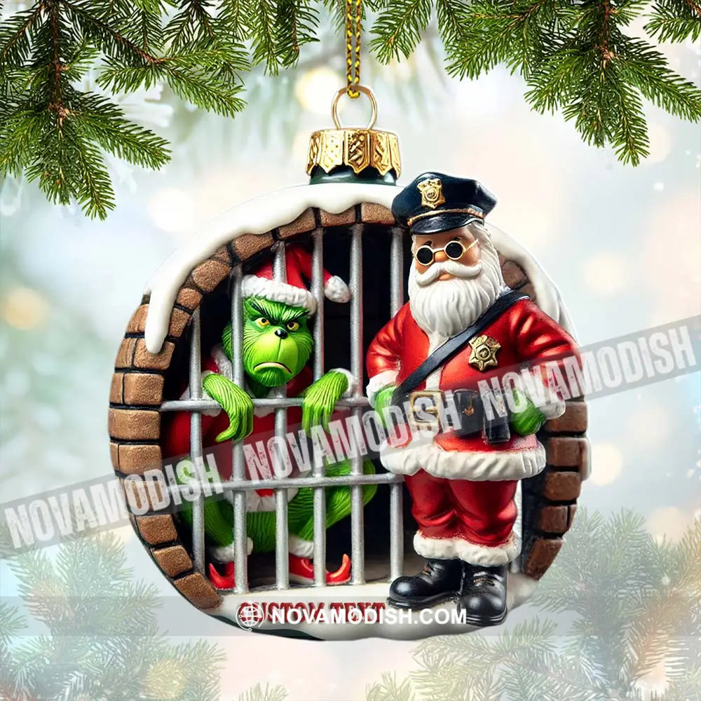 Custom Name Santa And Grinch Ornament Christmas Gift Decoration 3.54’’ / 1