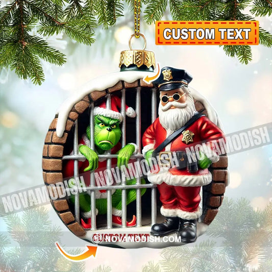 Custom Name Santa And Grinch Ornament Christmas Gift Decoration