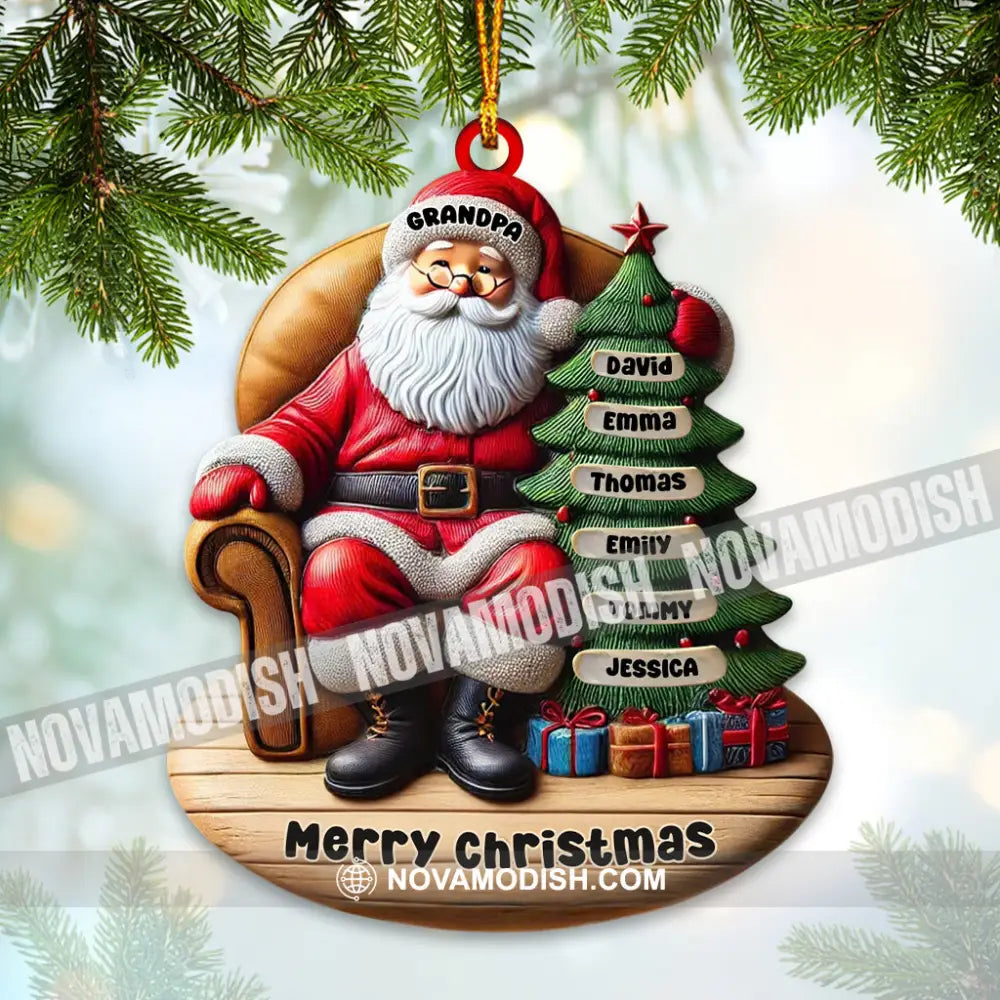 Custom Name Santa And Kids Christmas Ornament Family Gift 3.54’’ / 1