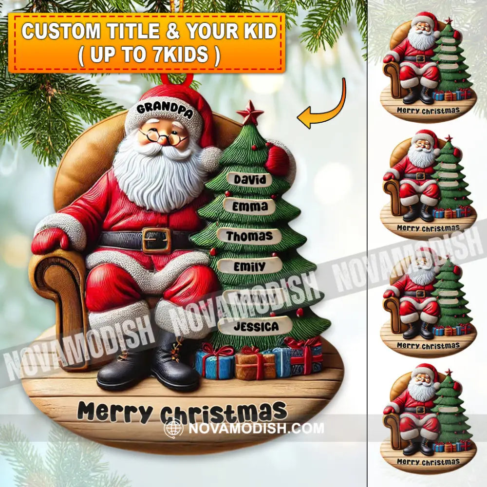 Custom Name Santa And Kids Christmas Ornament Family Gift