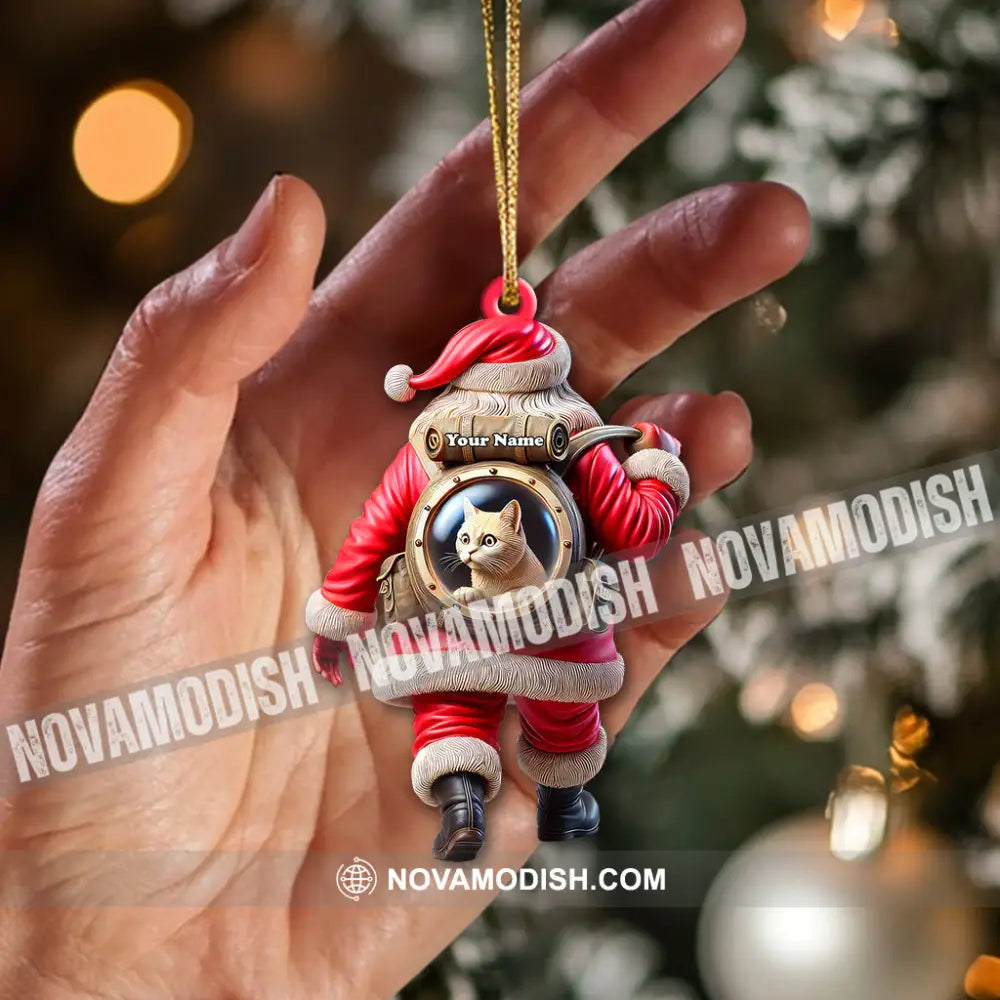 Custom Name Santa And Pet Ornament Lover Christmas Gift