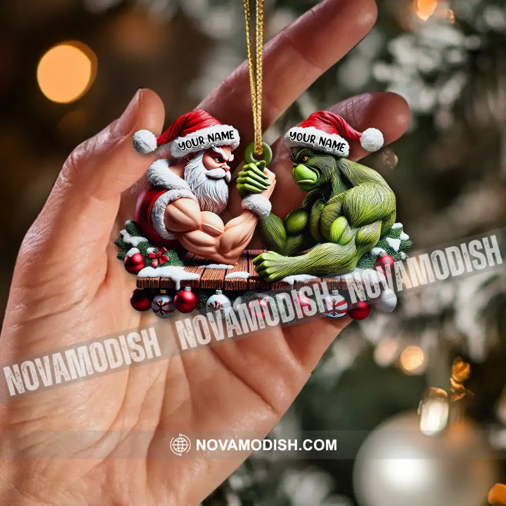 Custom Name Santa And Stink Ornament Christmas Gift