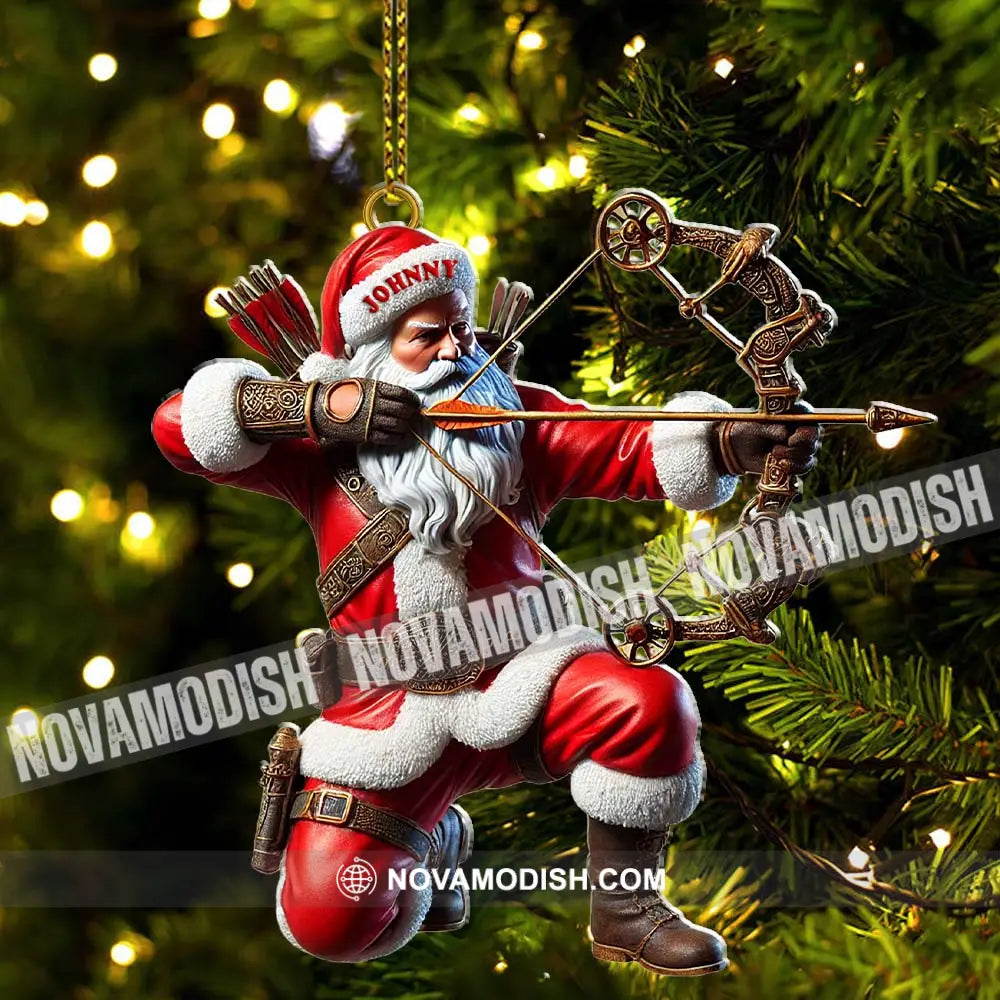 Custom Name Santa Archery Christmas Ornament Gift 3.54’’ / 1