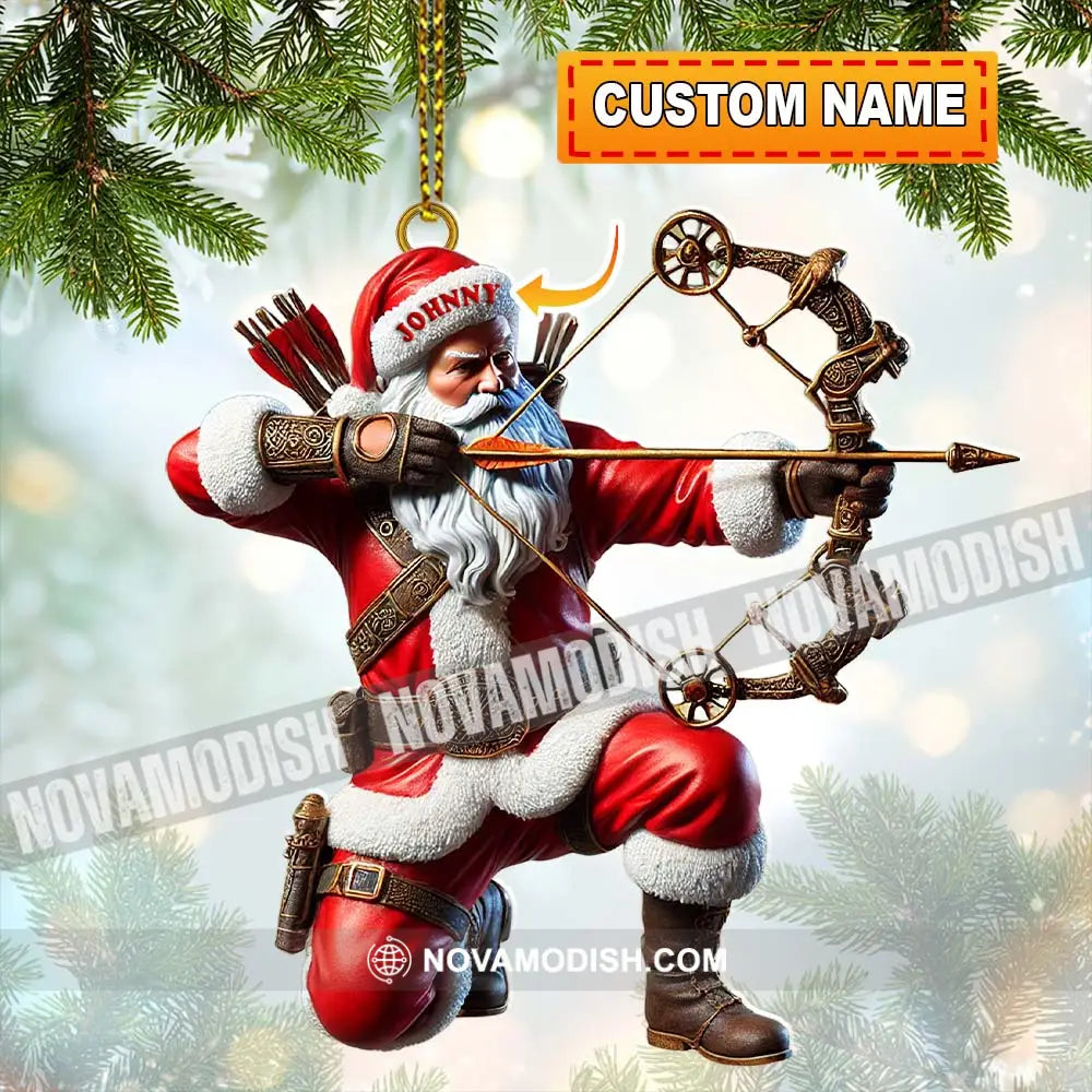 Custom Name Santa Archery Christmas Ornament Gift
