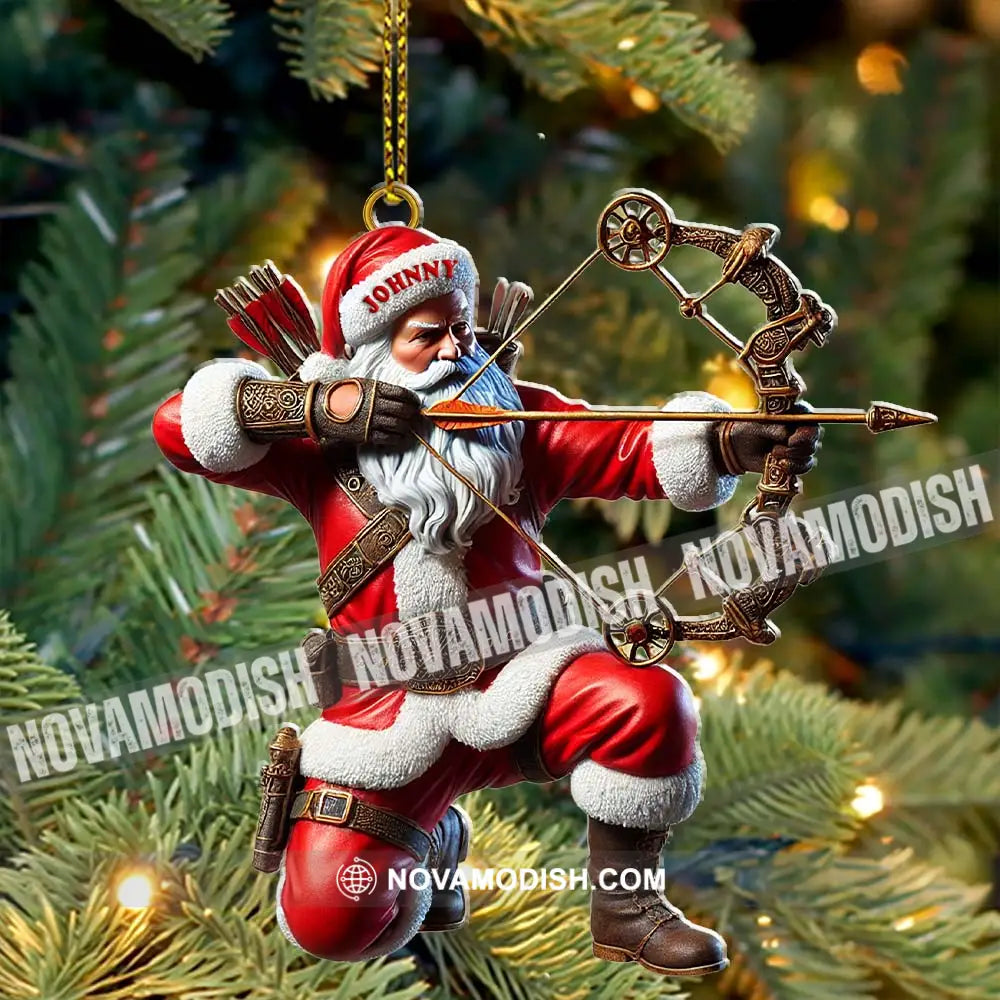 Custom Name Santa Archery Christmas Ornament Gift