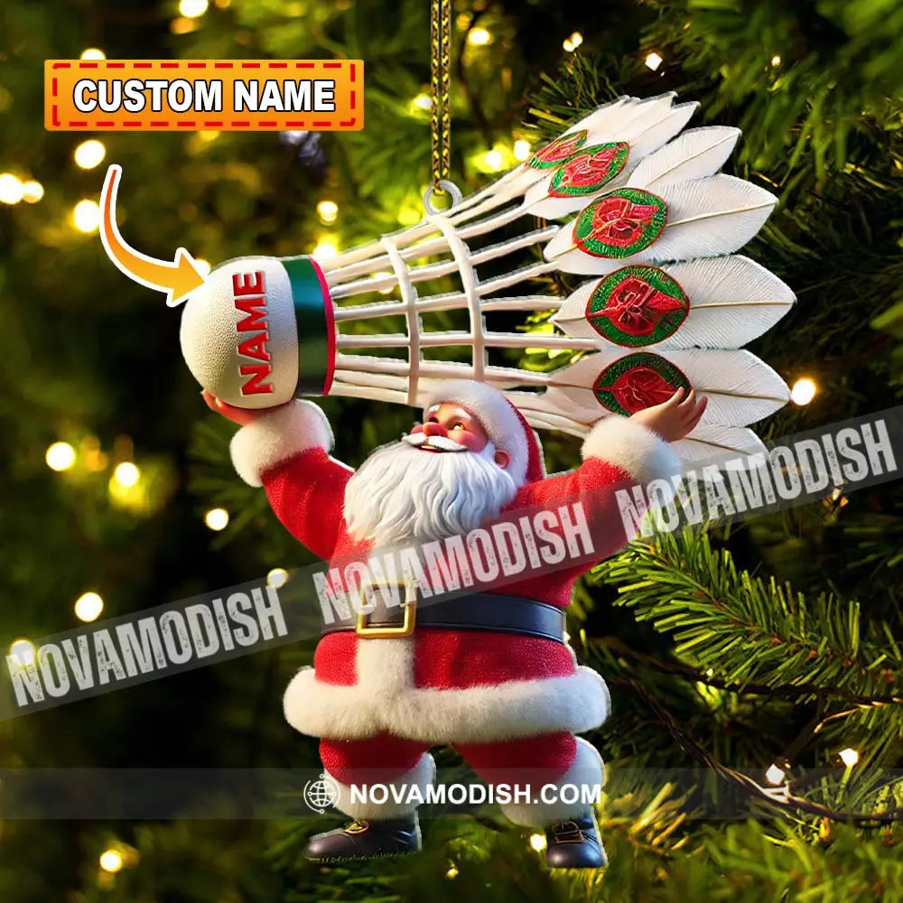 Custom Name Santa Badminton Ornament Christmas Gift For Lover