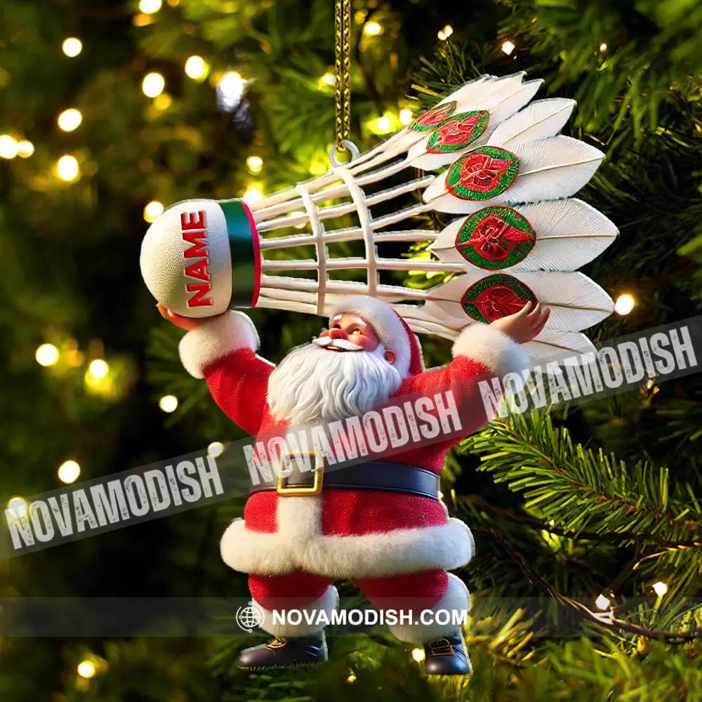 Custom Name Santa Badminton Ornament Christmas Gift For Lover