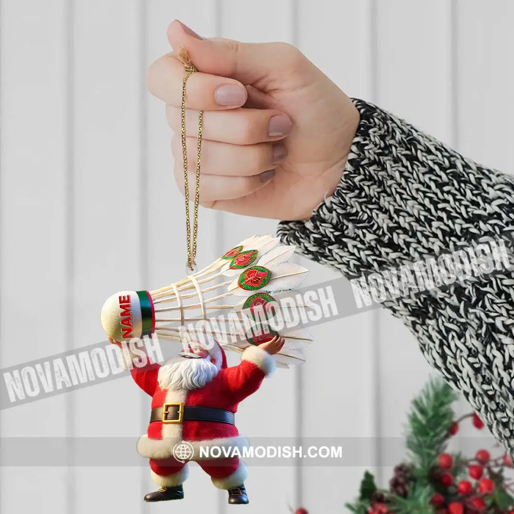 Custom Name Santa Badminton Ornament Christmas Gift For Lover