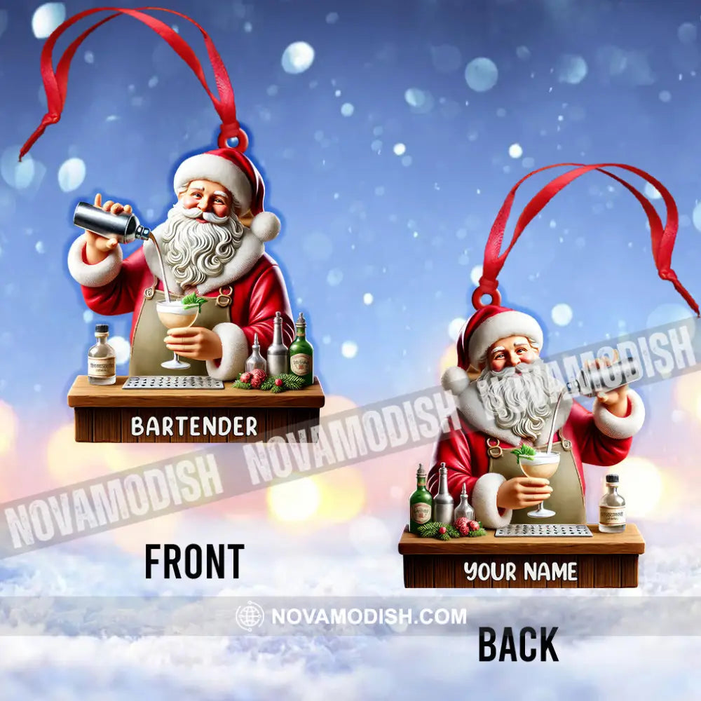 Custom Name Santa Bartender Ornament Home Decor Christmas Gift