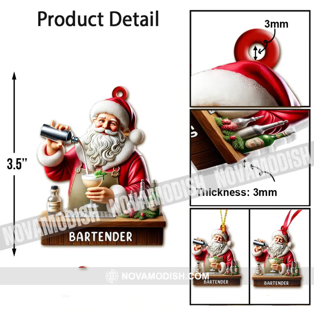 Custom Name Santa Bartender Ornament Home Decor Christmas Gift