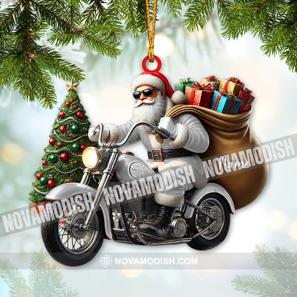 Custom Name Santa Bike Ornament Christmas Gift