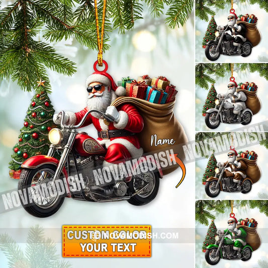 Custom Name Santa Bike Ornament Christmas Gift