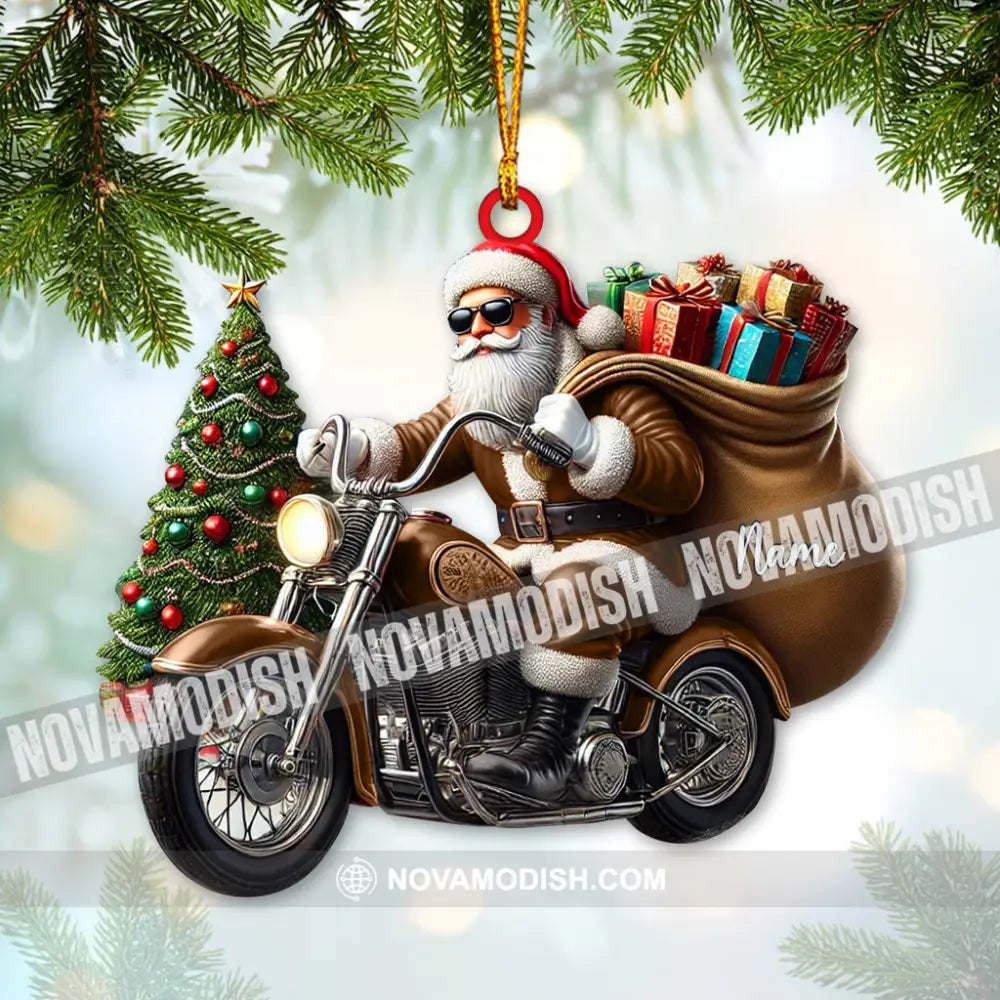 Custom Name Santa Bike Ornament Christmas Gift