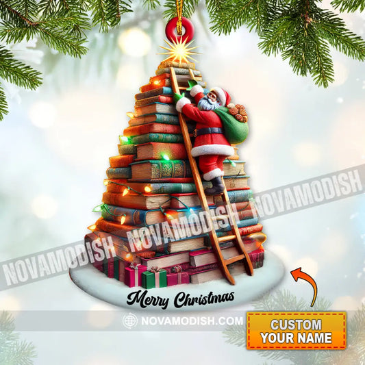 Custom Name Santa Book Tree Ornament Christmas Gift For Lover