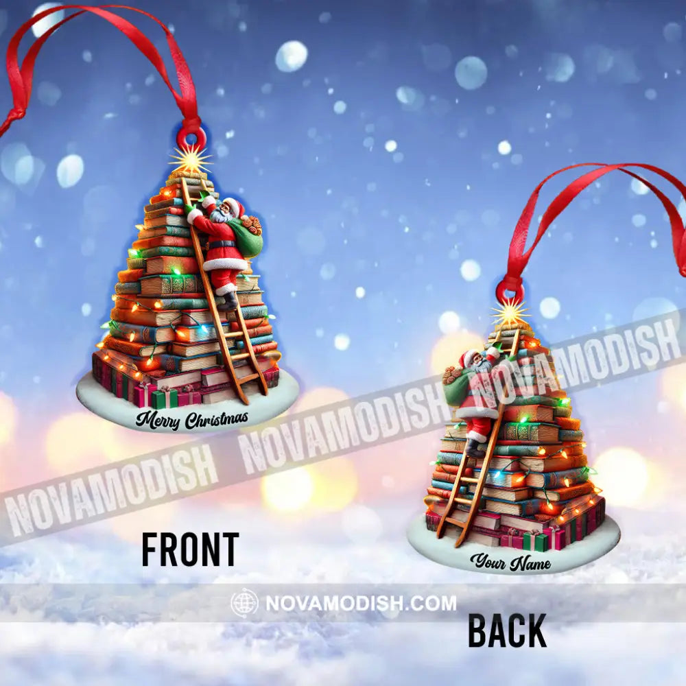 Custom Name Santa Book Tree Ornament Christmas Gift For Lover