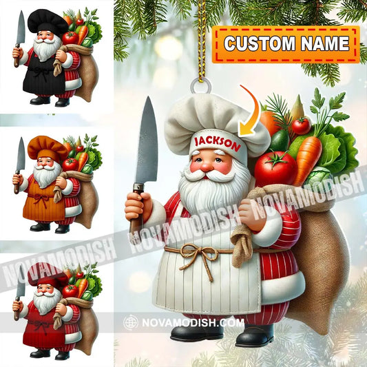 Custom Name Santa Chef Ornament Christmas Gift