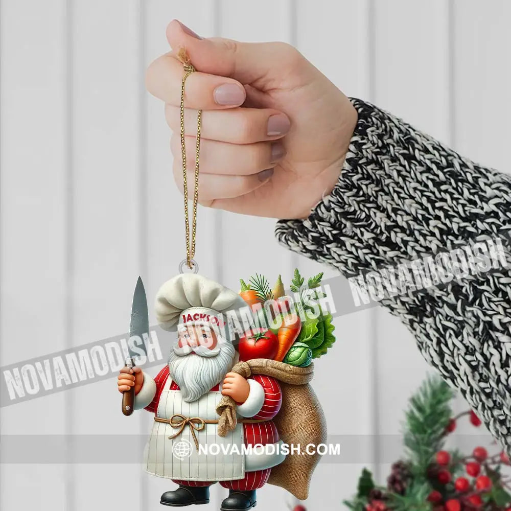 Custom Name Santa Chef Ornament Christmas Gift