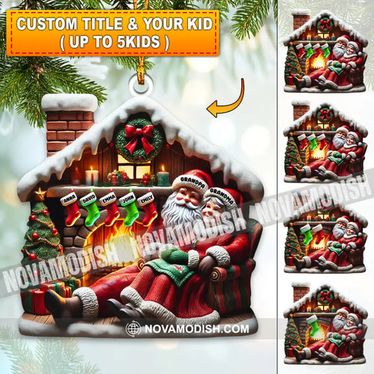 Custom Name Santa Couple And Kids Christmas Ornament Family Gift