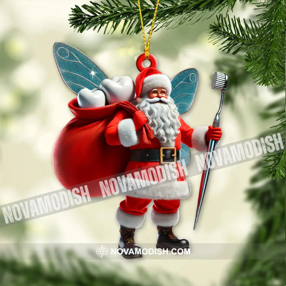 Custom Name Santa Dentist Ornament Christmas Gift 3.54’’ / 1