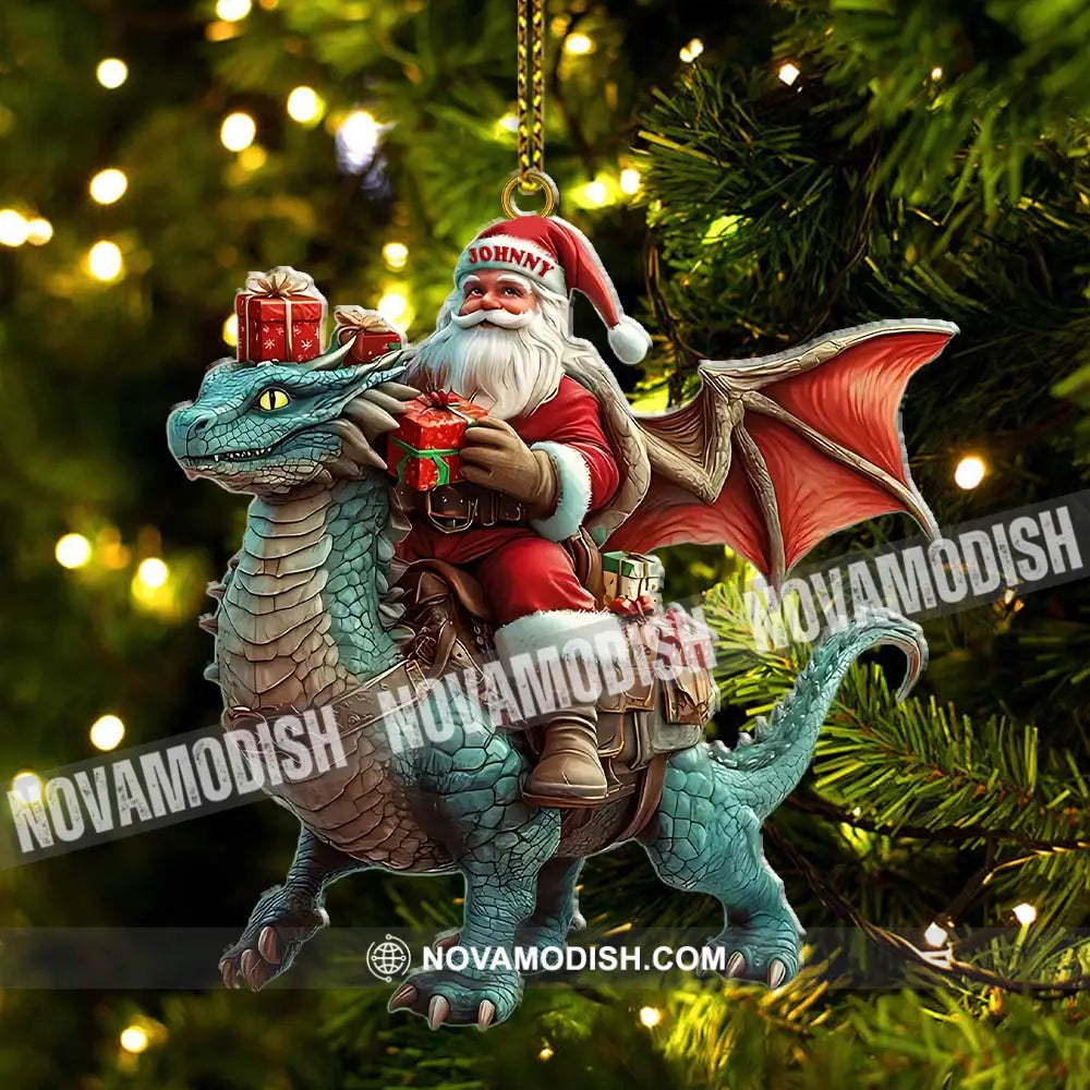 Custom Name Santa Dragon Ornament Christmas Gift For Lover