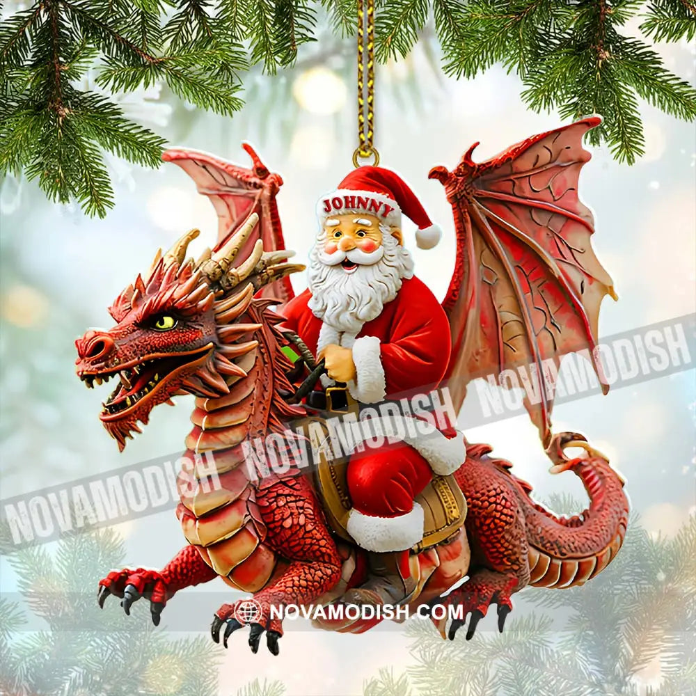 Custom Name Santa Dragon Ornament Christmas Gift For Lover 3.54’’ / 1