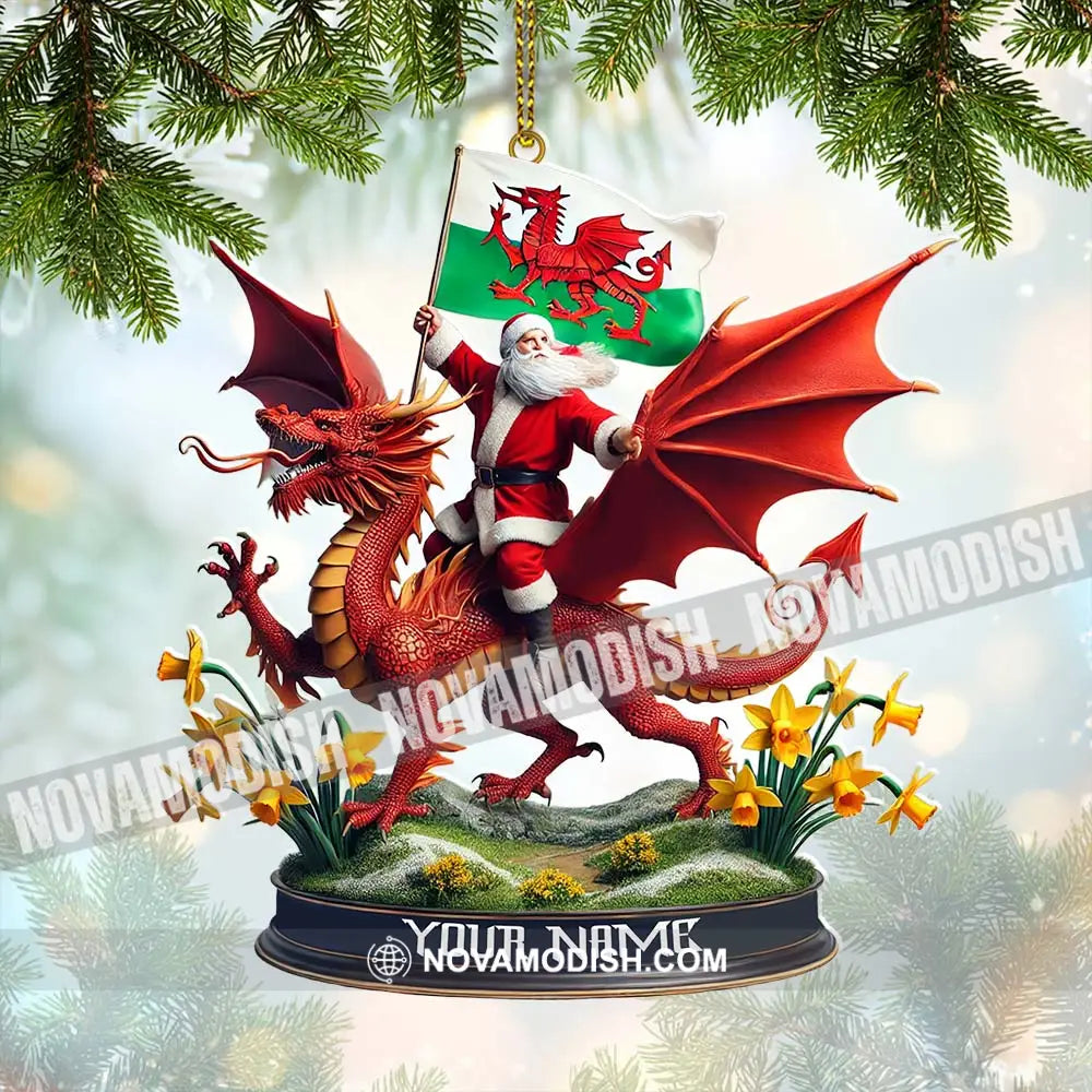 Custom Name Santa Dragon Ornament Christmas Gift For Lover 3.54’’ / 1