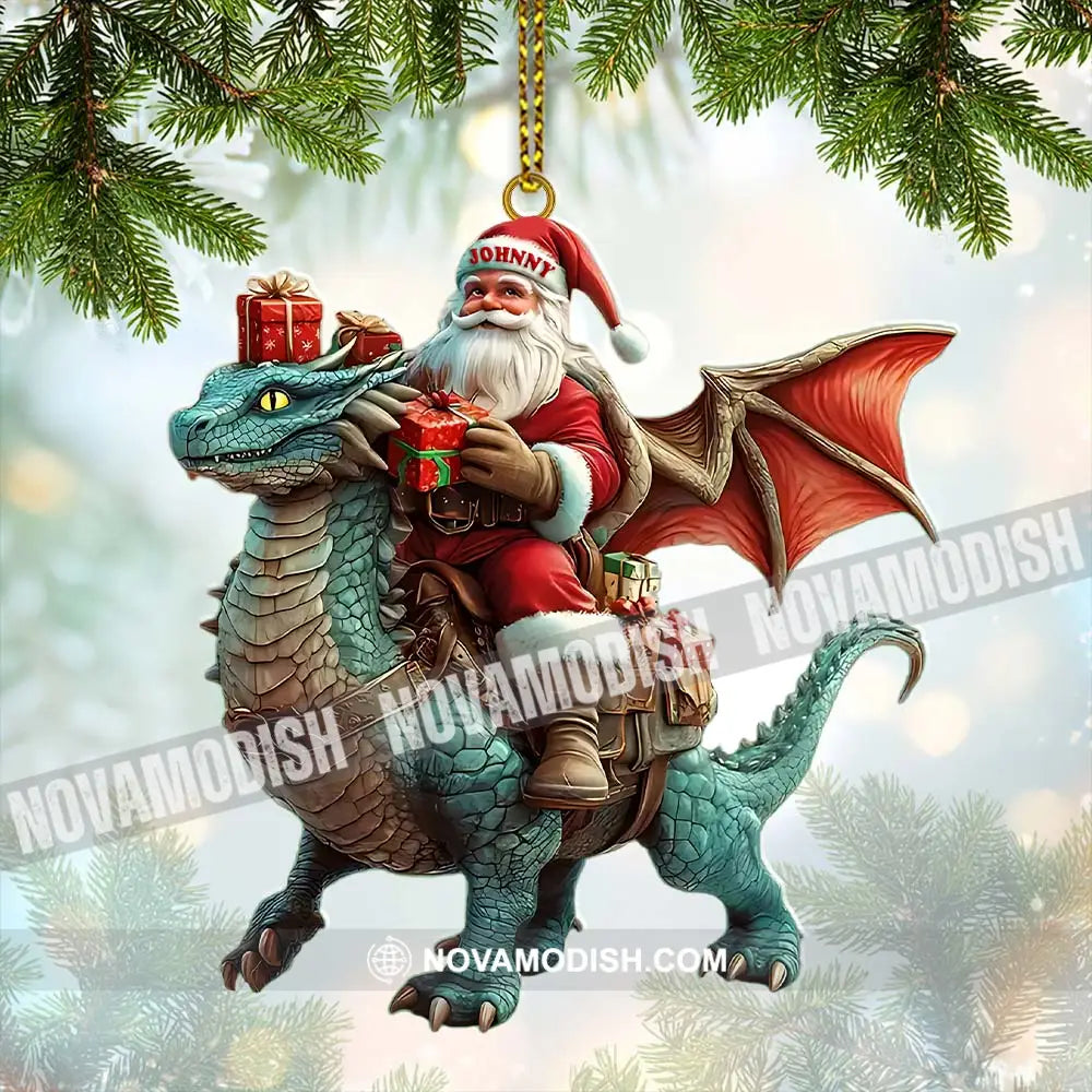 Custom Name Santa Dragon Ornament Christmas Gift For Lover 3.54’’ / 1